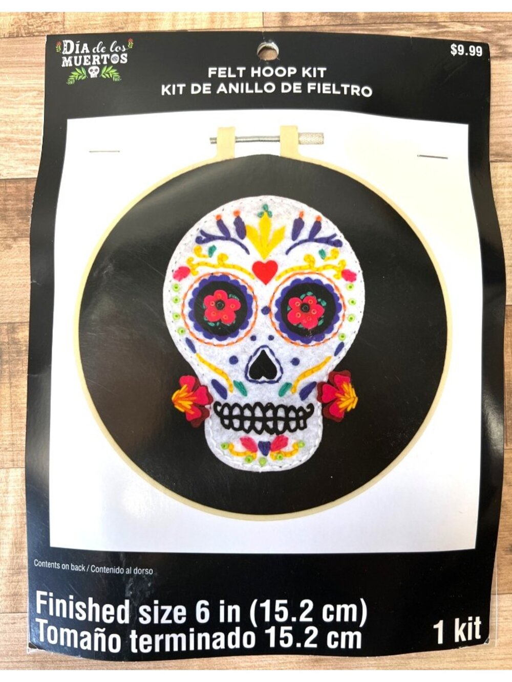 Day Of The Dead Sugar Skull Felt Embroidery Hoop Kit 6" With Floss & Instruction